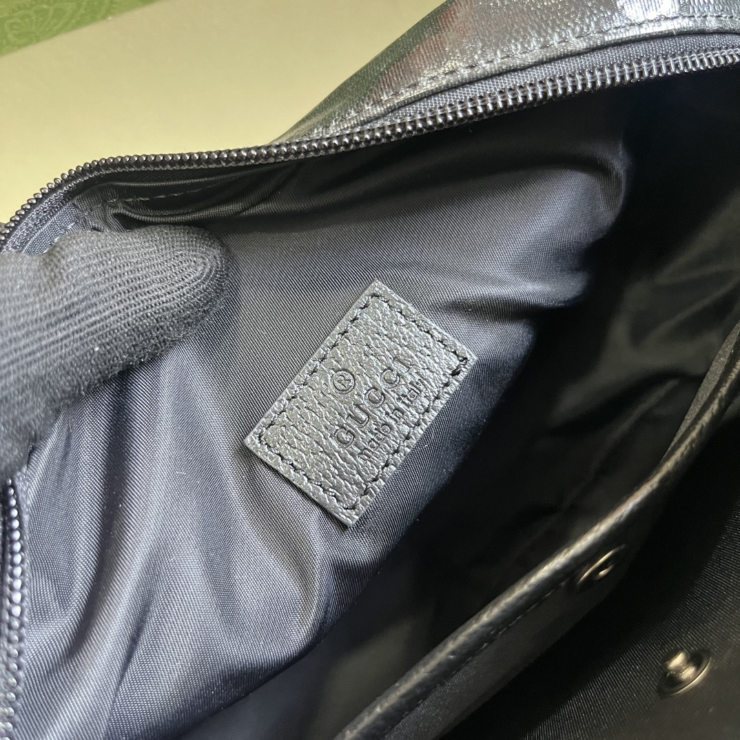 Gucci GG Unisex GG Crystal Mini Shoulder Bag Black Crystal Canvas Leather Nylon Lining