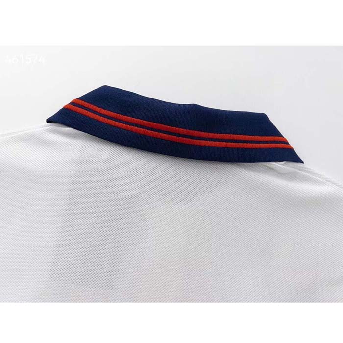 Gucci Women Cotton Piquet Polo Interlocking G White Side Vents Short Sleeves