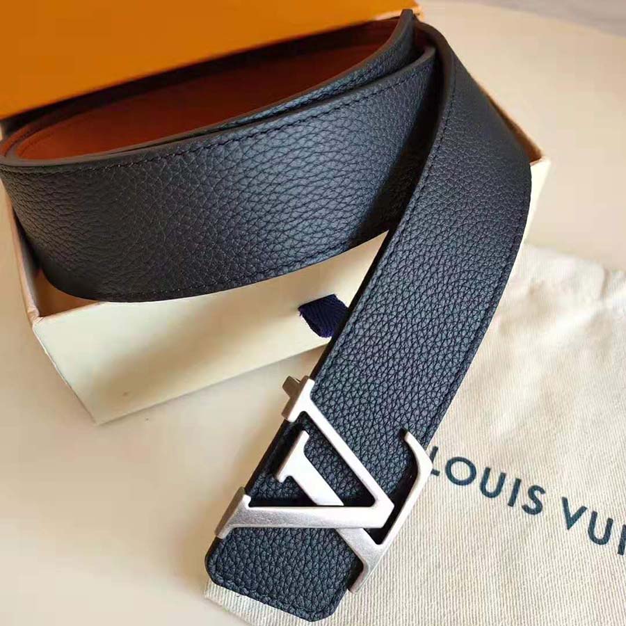 Louis Vuitton LV Unisex LV Pyramide 40mm Leather Belt-Black