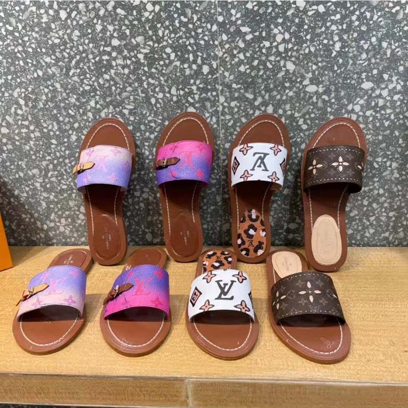 Louis Vuitton LV Women Lock It Flat Mule Fuchsia Pink Patent Monogram Canvas