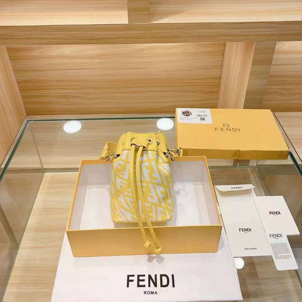Fendi Women Mon Tresor Glazed Canvas Mini-Bag-Yellow