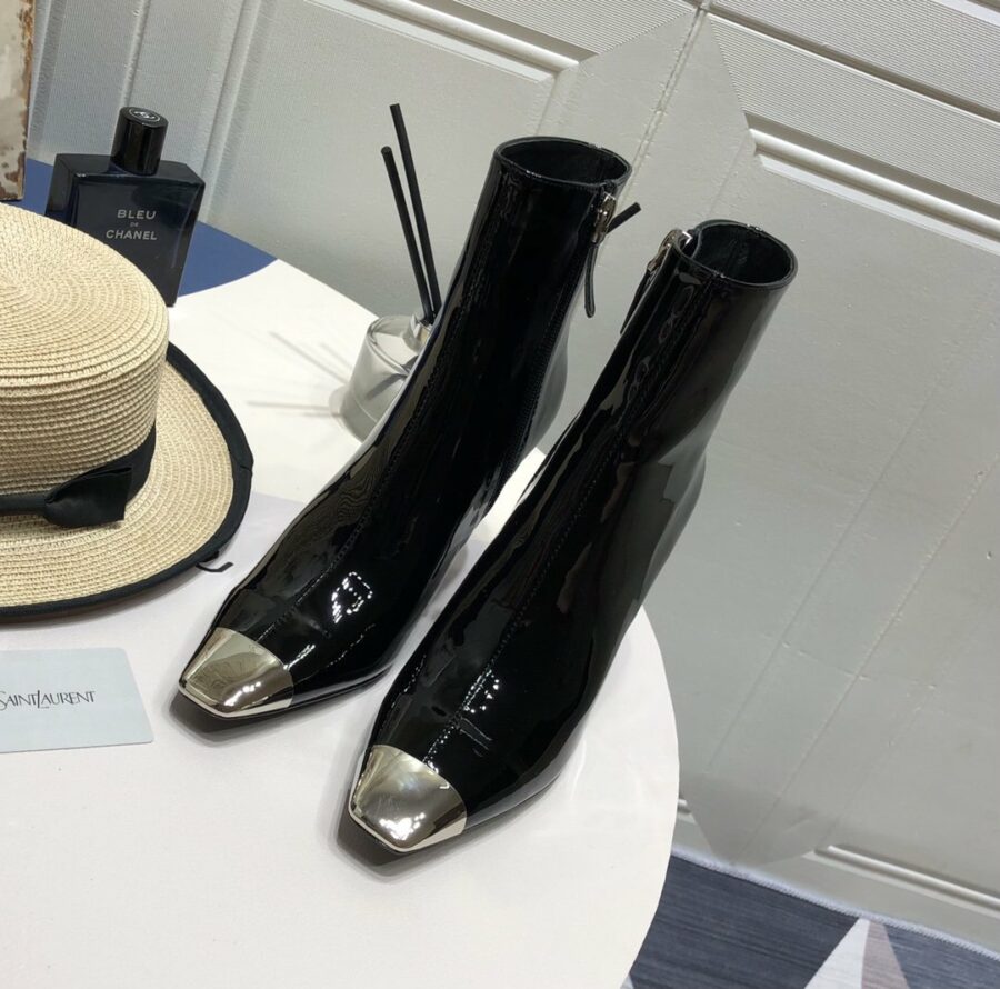 Saint Laurent Womens Marita Square Toe Stiletto Ankle Boots Black For Women 0425020835