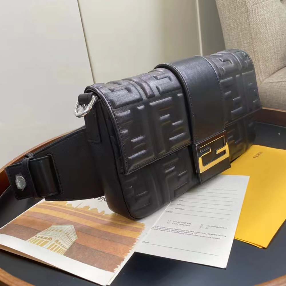 Fendi Men Baguette Black Calf Leather Bag