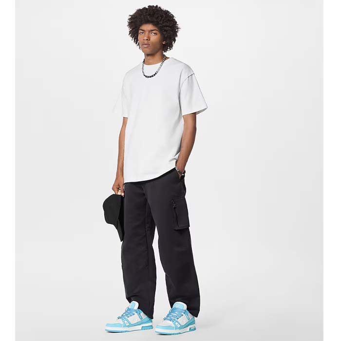 Louis Vuitton Unisex LV Trainer Sneaker Blue Mix Materials Rubber Initials Monogram Flowers