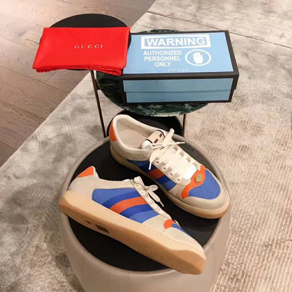 Gucci Men Screener Leather Sneaker 3.6cm Height-Blue