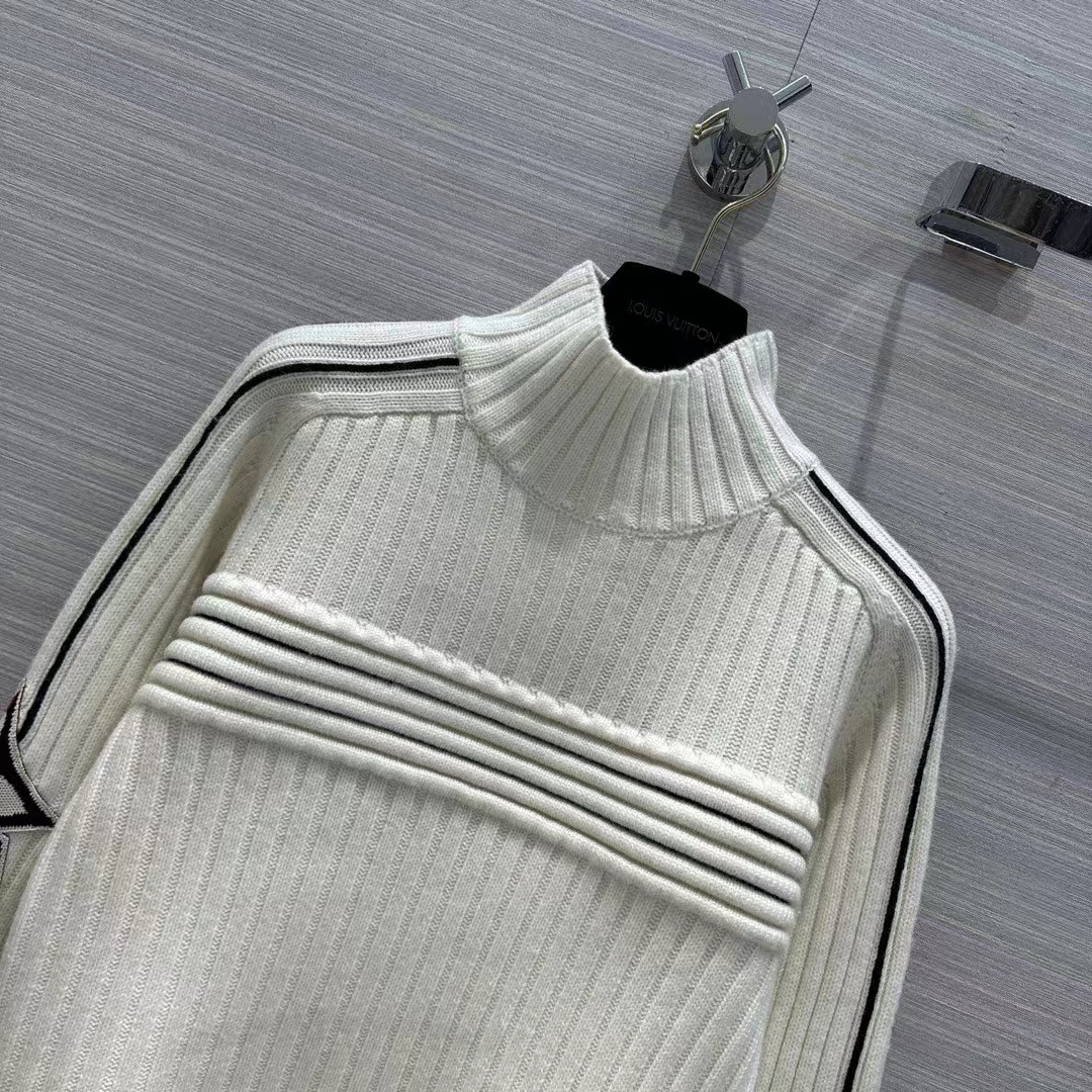 Louis Vuitton Women LV SKI Contrast Accent Pullover Wool Yack Milky White