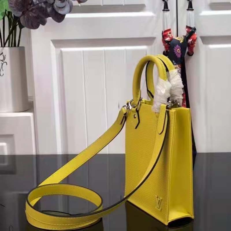 Louis Vuitton Unisex Petit Sac Plat Yellow Epi Embossed Supple Grained Cowhide