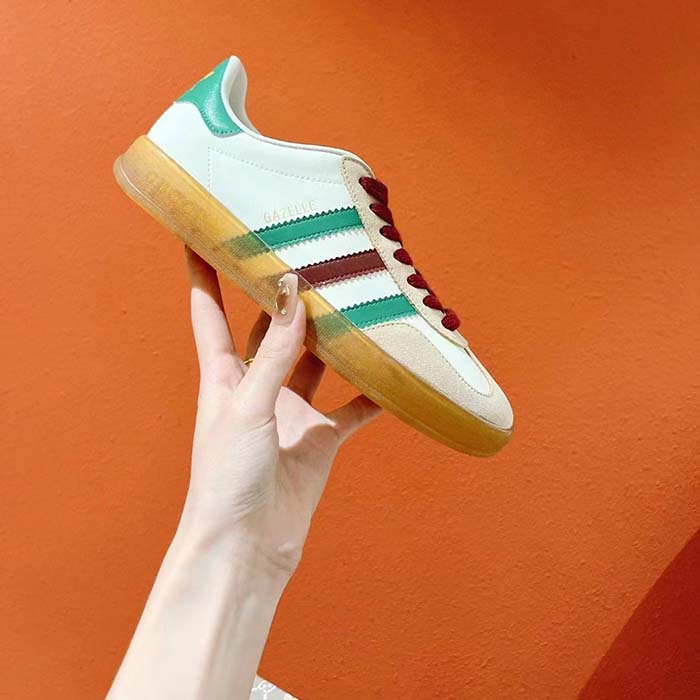 Gucci Unisex Adidas x Gucci Gazelle Sneaker White leather Oatmeal Suede Low Heel