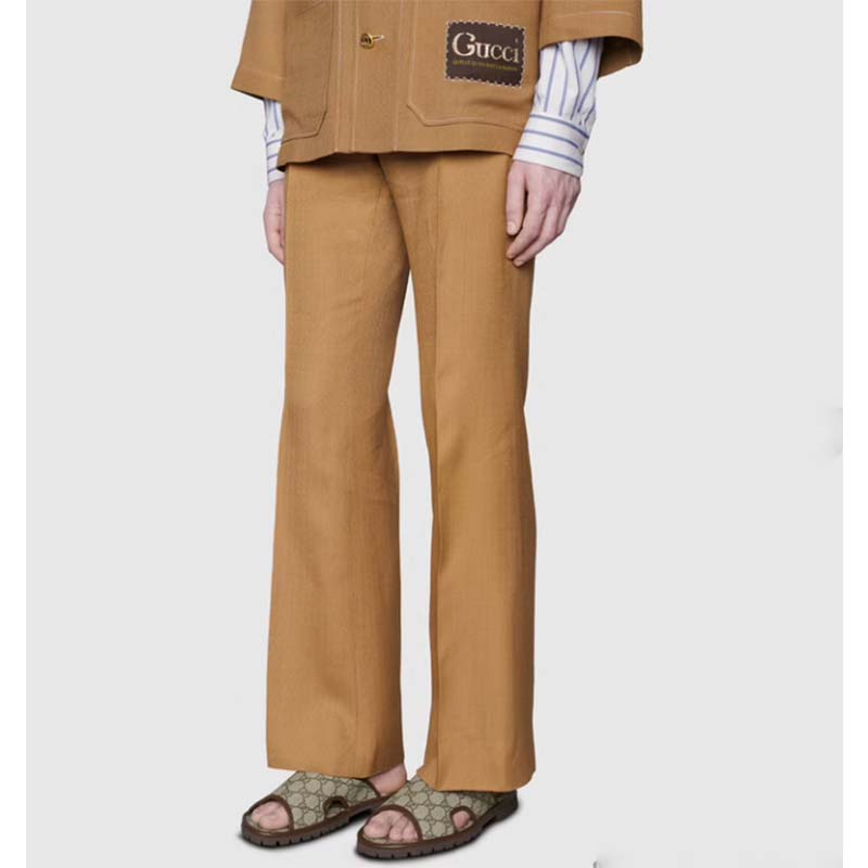 Gucci Unisex GG Supreme Slide Sandal Beige Ebony GG Supreme Canvas