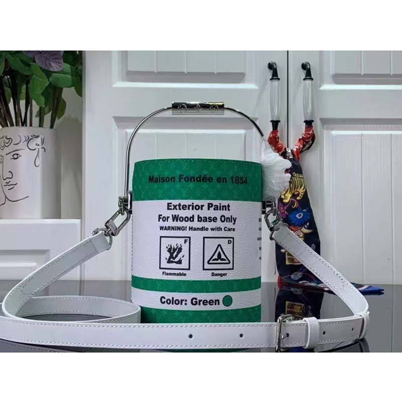 Louis Vuitton Unisex LV Paint Can Green Coated Canvas Cowhide Leather