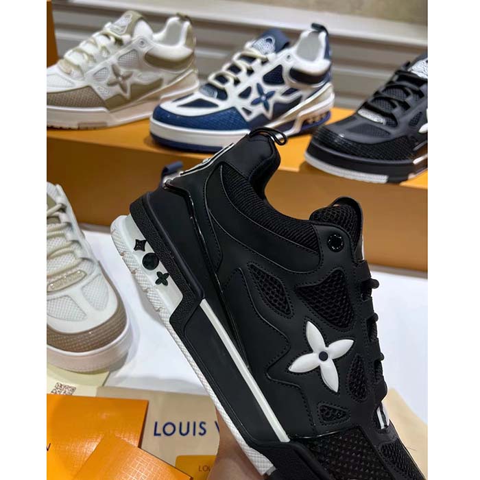 Louis Vuitton LV Unisex Skate Sneaker Black Mix Materials Double Laces Rubber