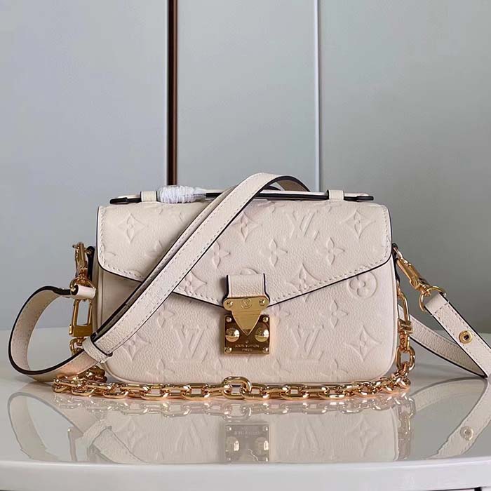 Louis Vuitton LV Women Pochette Métis East West Bag Crème Beige Grained Cowhide Leather