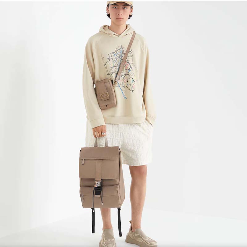 Fendi Unisex FF Fendi Flow Beige Mesh Running Sneakers