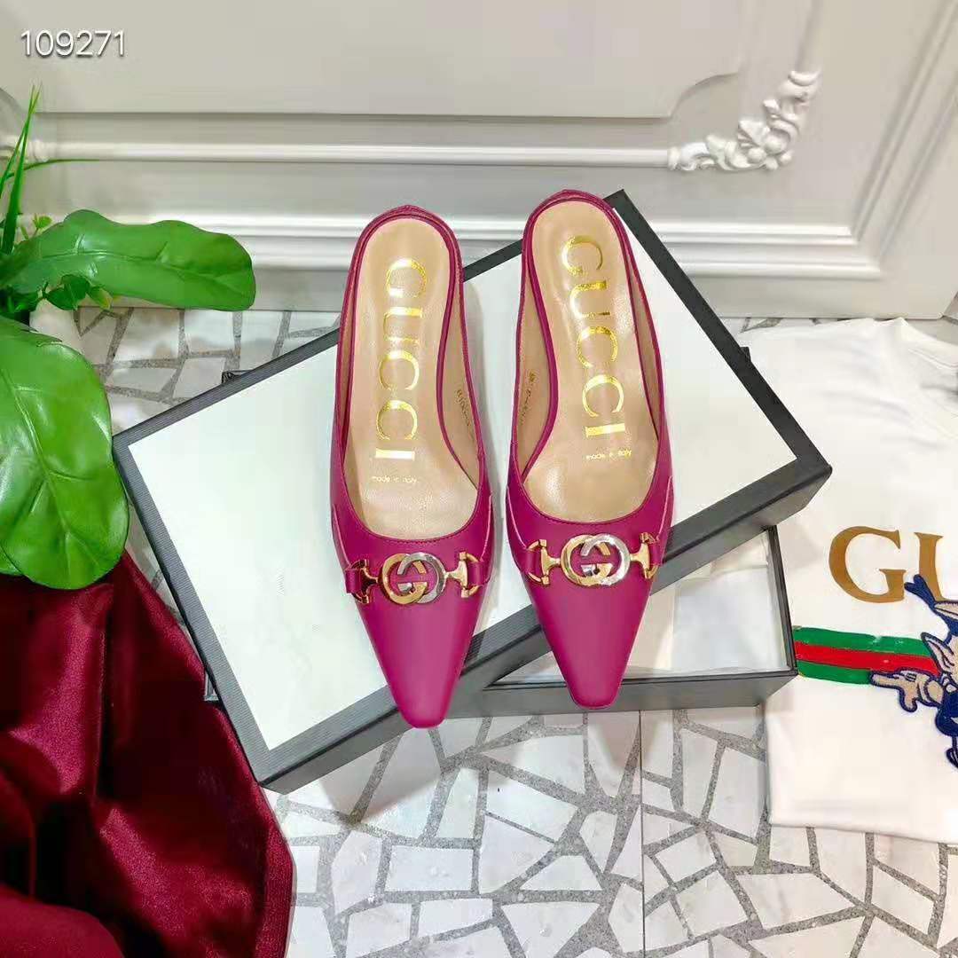Gucci Women Zumi Leather Slide 4.6 cm Height-Rose