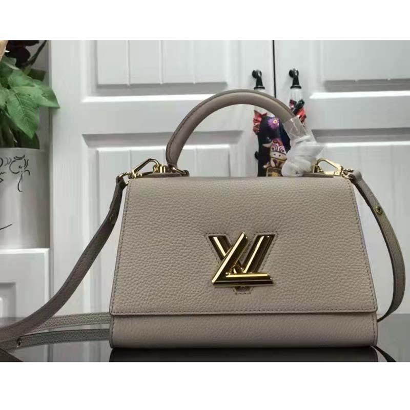 Louis Vuitton LV Women Twist One Handle BB Handbag Greige Grey Taurillon