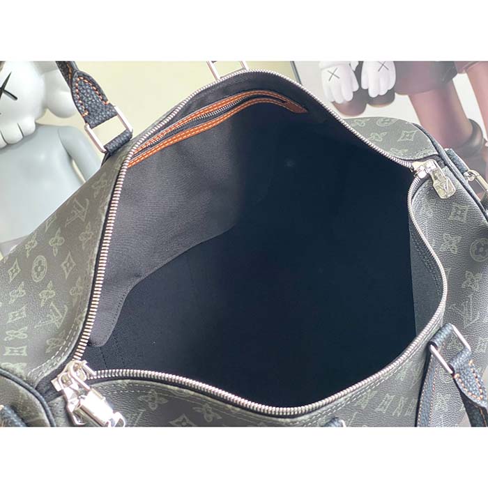 Louis Vuitton LV Unisex Keepall Bandoulière 50 Dark Green Monogram Coated Canvas Cowhide