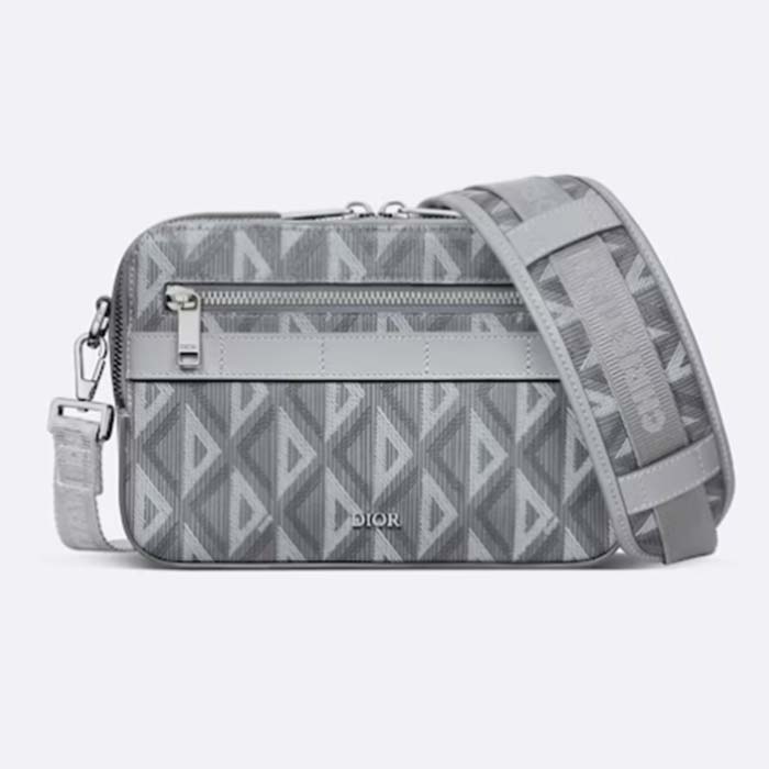 Dior Unisex CD Safari Bag with Strap Dior Gray CD Diamond Canvas