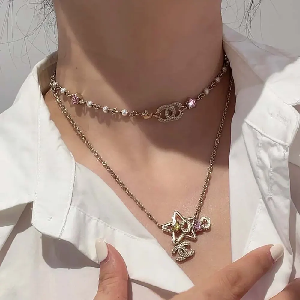 Chanel Women Choker Metal Glass Pearls Strass ABF193