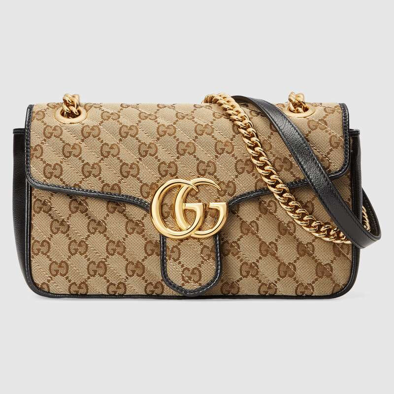 Gucci GG Women GG Marmont Small Shoulder Original GG Canvas