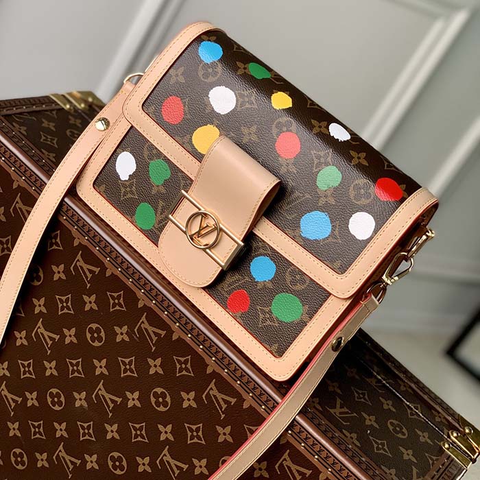 Louis Vuitton Unisex LVxYK Dauphine MM Monogram Coated Canvas 3D Painted Dots Print