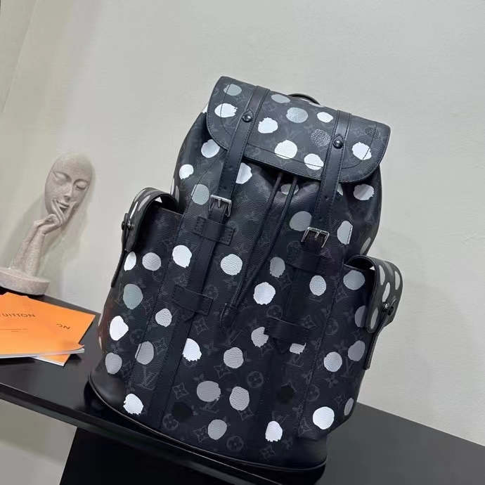 Louis Vuitton LV Unisex Christopher MM Backpack Black Silver Monogram Eclipse Coated Canvas