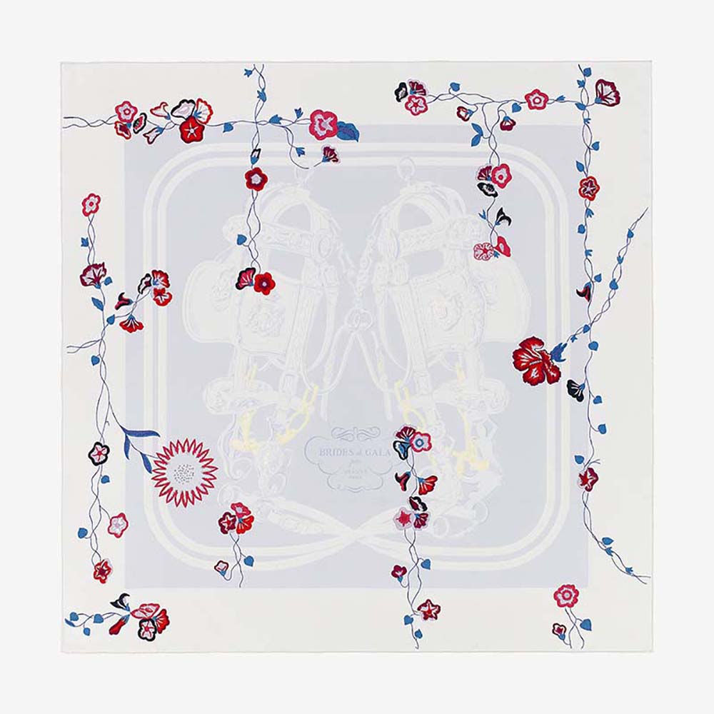 Hermes Women Brides Fleuries Scarf 90