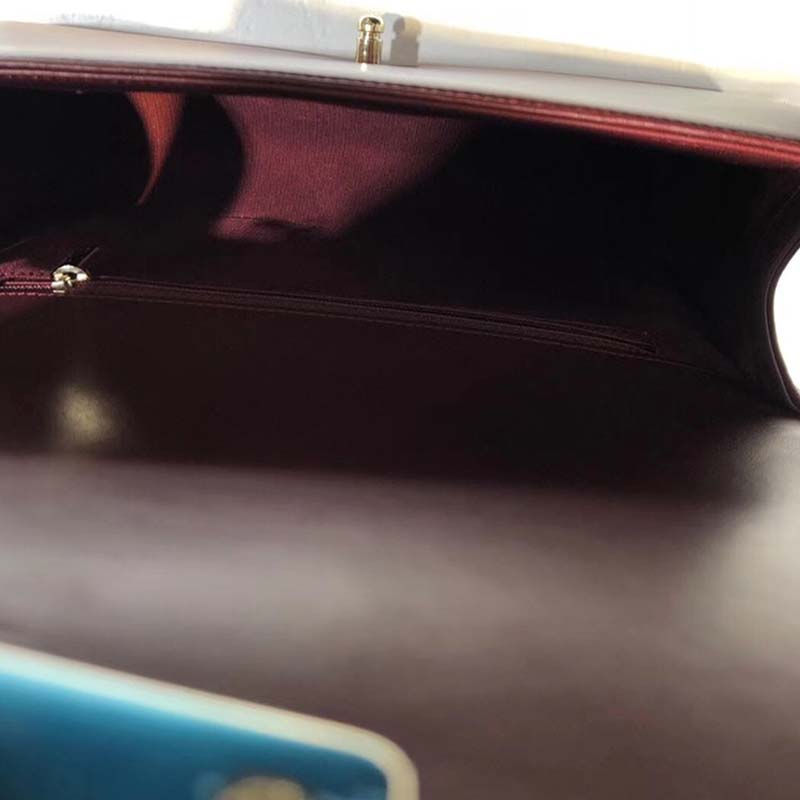 Chanel Women Large Leboy Flap Bag with Chain in Goatskin Leather-Maroon