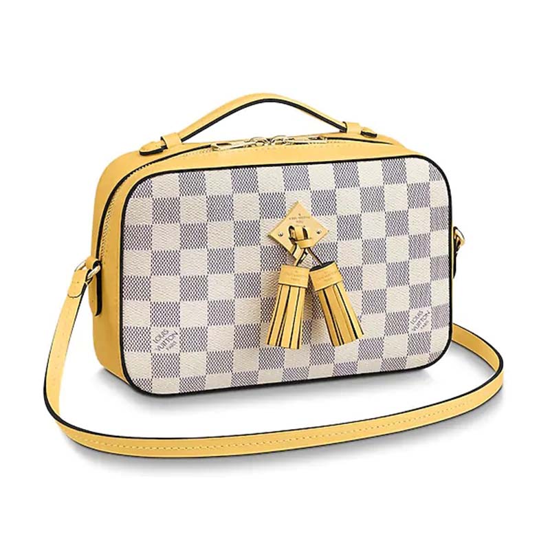 Louis Vuitton LV Women Saintonge Handbag in Damier Azur Coated Canvas
