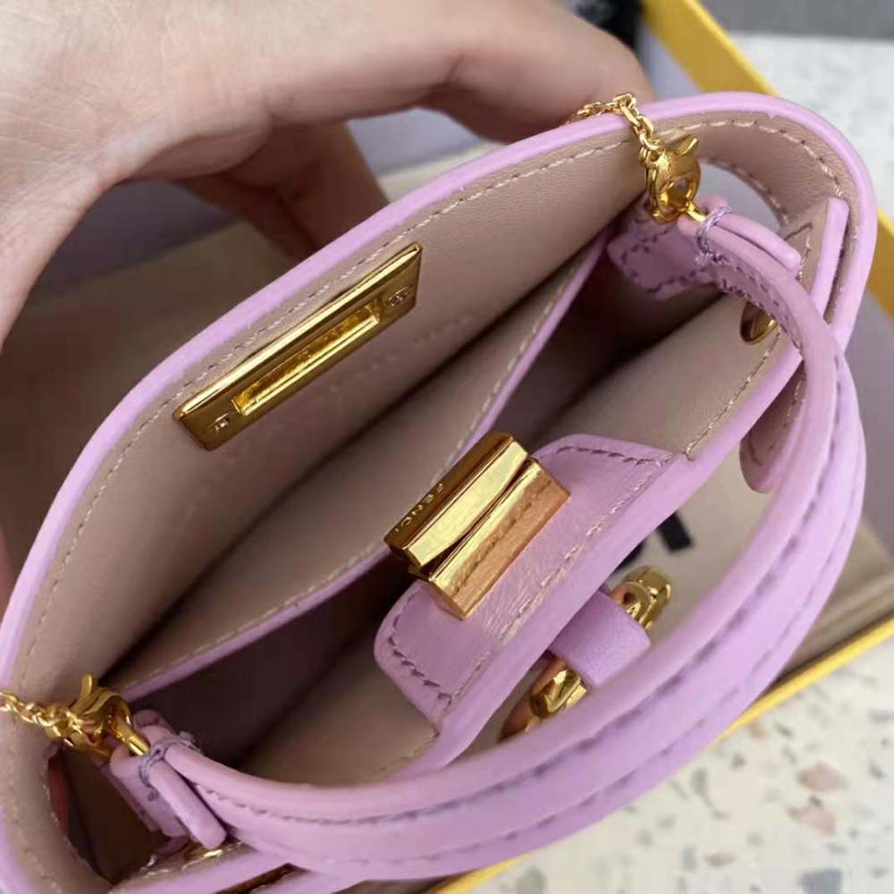 Fendi Women Pico Peekaboo Charm Light Pink Nappa Leather Charm