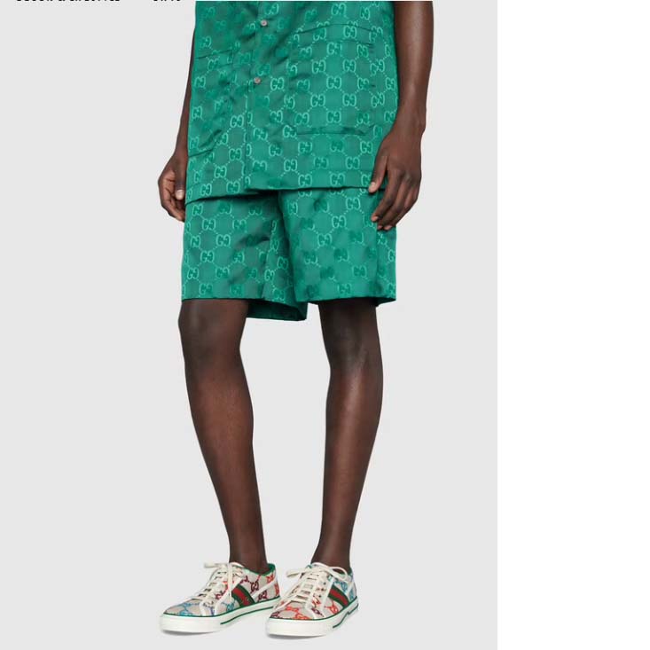 Gucci Unisex GG Gucci Tennis 1977 Sneaker Green Red Web Flat 2 cm Heel