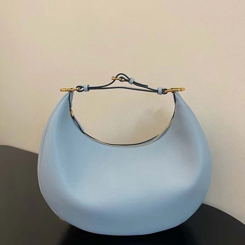 Fendi Women FF Fendigraphy Small Light Blue Leather Bag