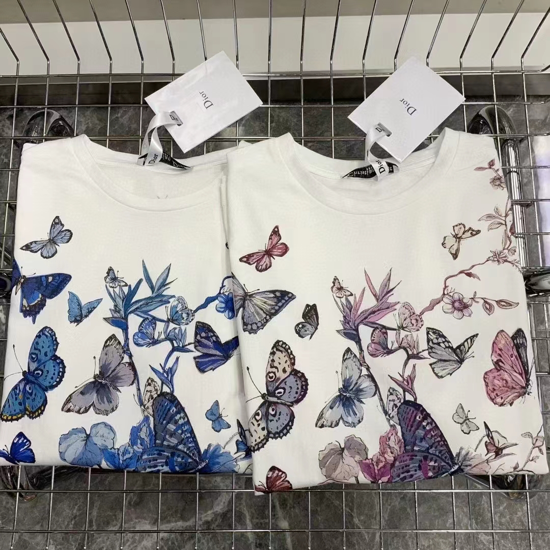 Dior Men CD T-Shirt White Cotton Jersey Pastel Pink Toile De Jouy Mexico Motif