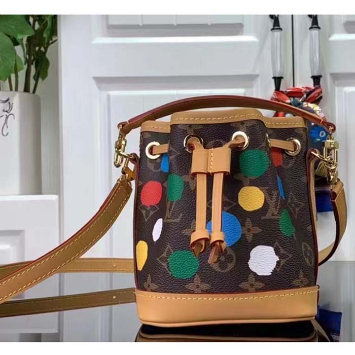 Louis Vuitton LV Women Nano Noé Monogram Coated Canvas 3D Painted Dots Print