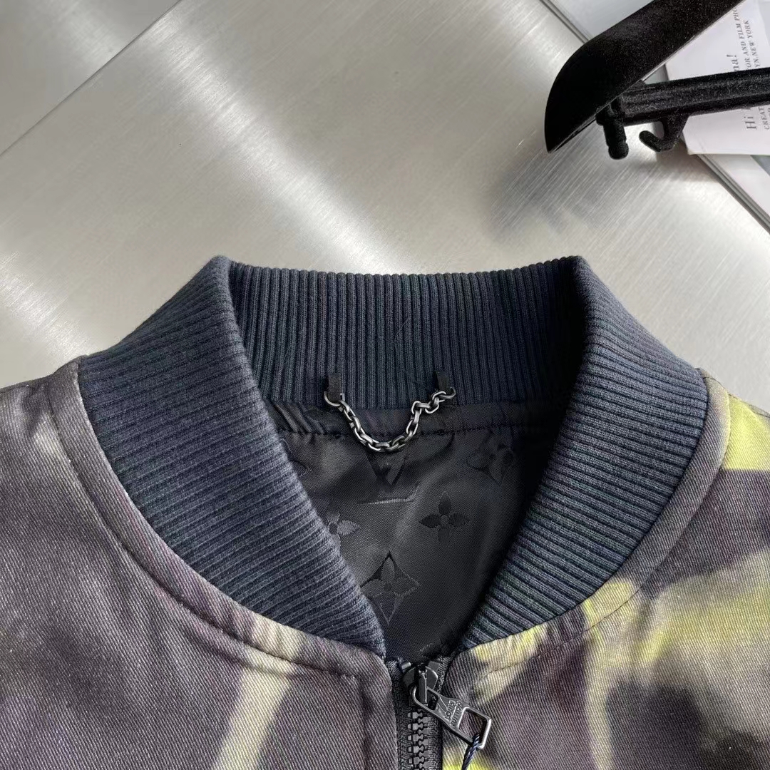 Louis Vuitton Women Graphic Cotton Bomber Jacket Relaxed Fit LV Dune Print Allover