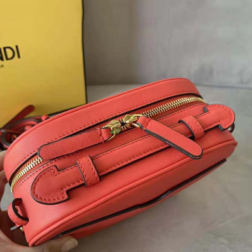 Fendi Women Mini Camera Case Red Leather and Suede Mini-Bag