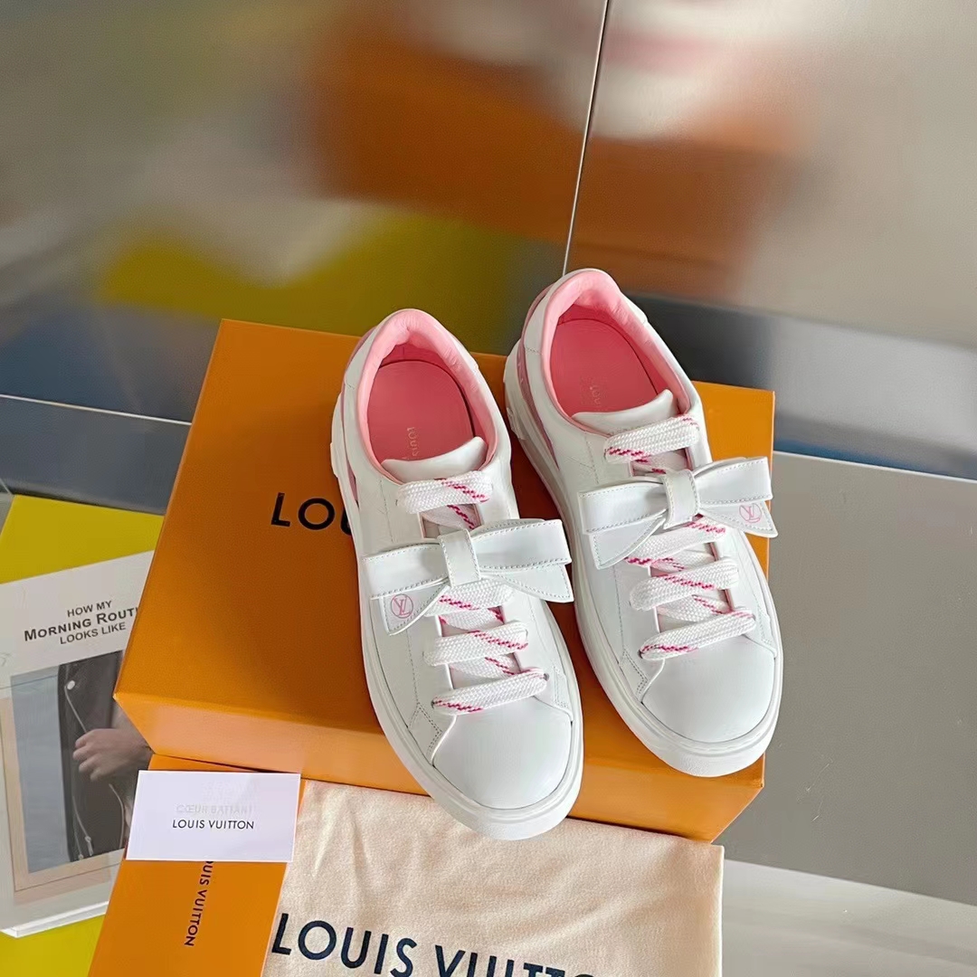 Louis Vuitton LV Women Time Out Sneaker Pink Calf Leather Rubber Outsole