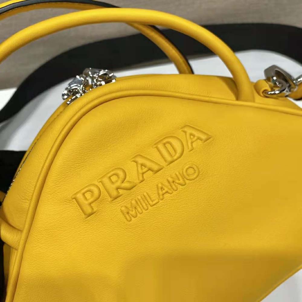 Prada Women Leather Prada Triangle Bag-Yellow