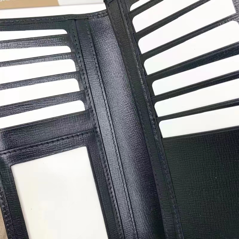 Gucci Unisex GG Long Wallet Interlocking G Black GG Supreme Canvas