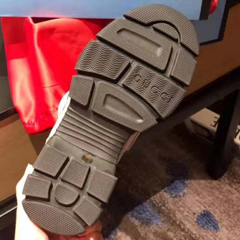 Gucci Unisex Flashtrek Sneaker with Crystals in Silver Metallic Leather 5.6 cm Heel