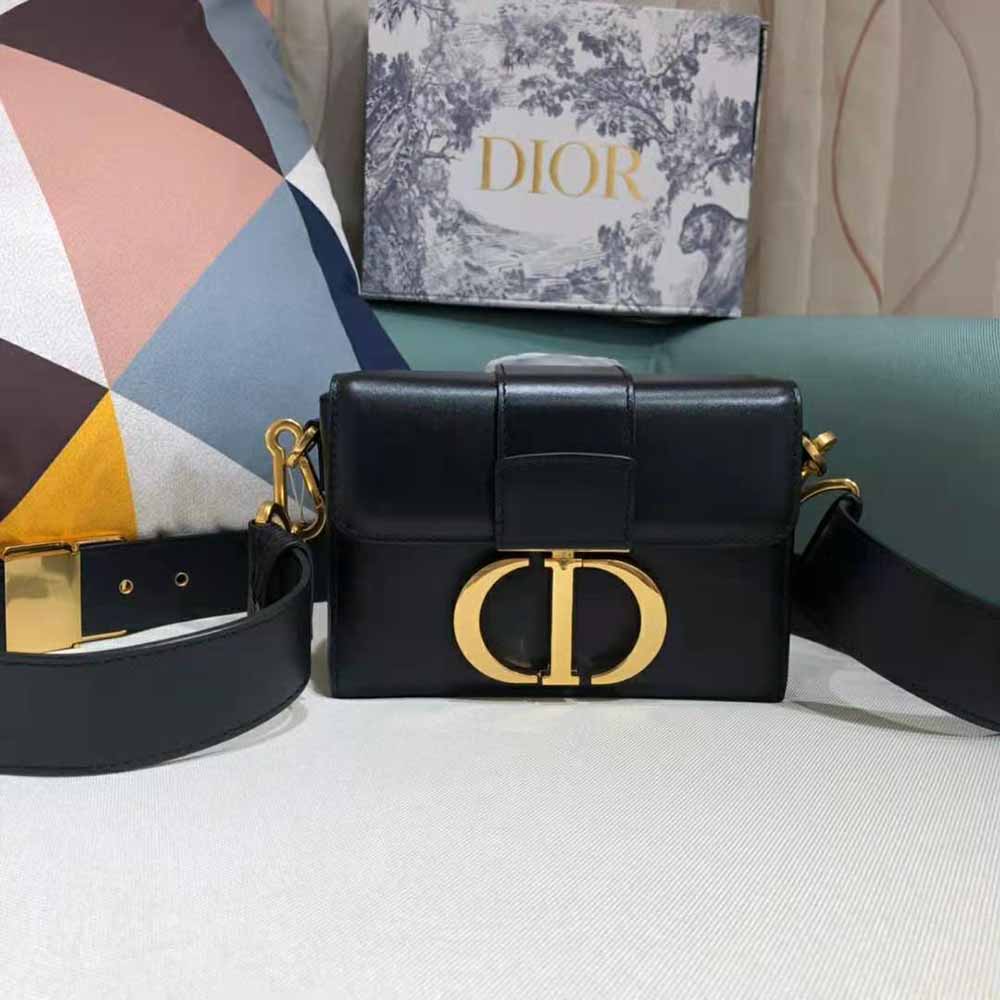 Dior Women 30 Montaigne Box Bag Black Box Calfskin