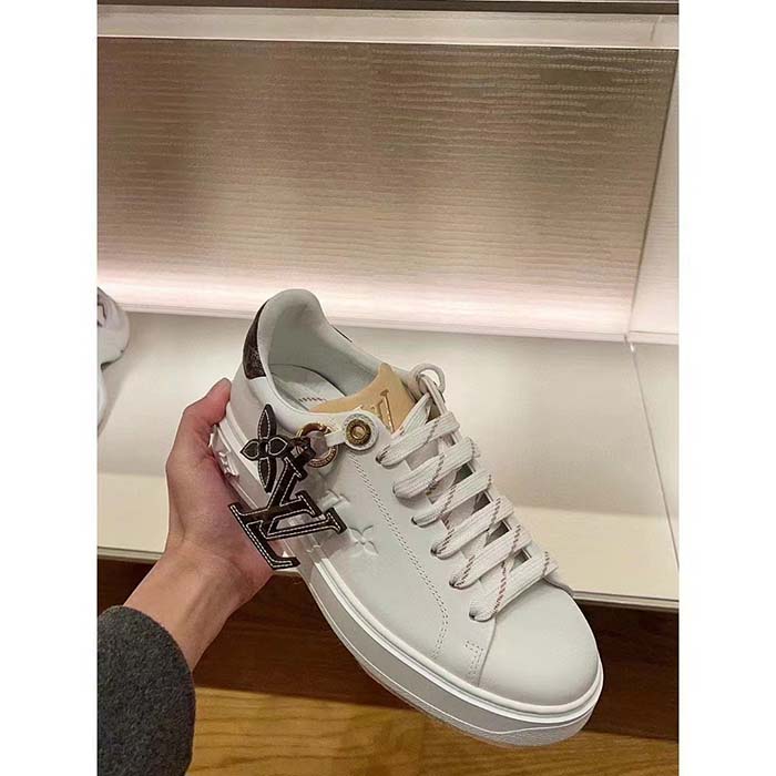 Louis Vuitton Women LV Time Out Sneaker Ecru Beige Mix Materials Monogram Flower