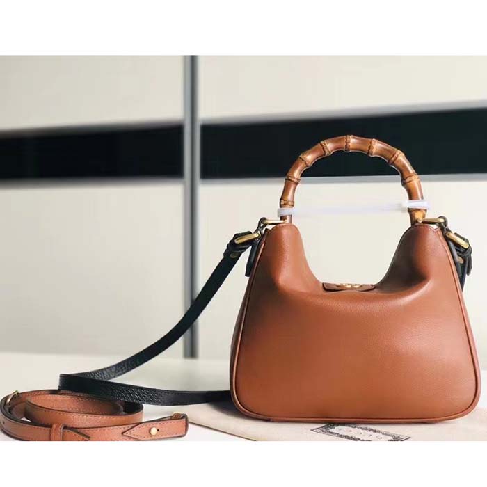 Gucci Women GG Diana Small Shoulder Bag Cuir Black Leather Double G