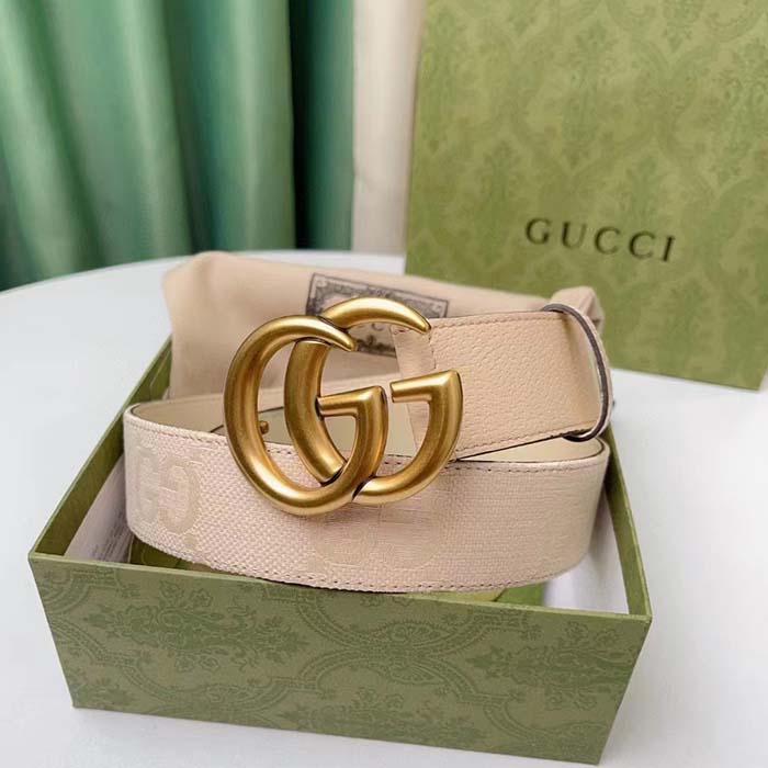 Gucci Unisex Marmont Jumbo GG Belt Beige Light Pink Jumbo GG Canvas