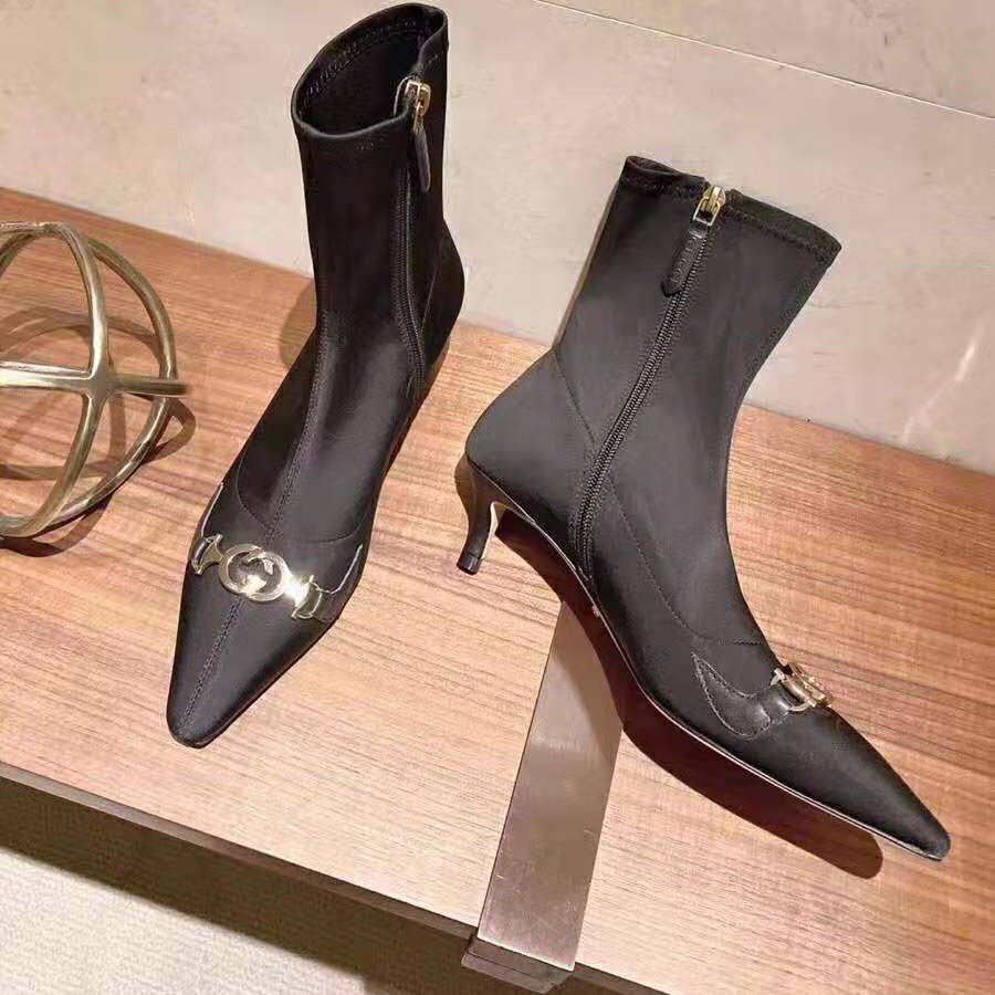 Gucci Women Gucci Zumi Mid-Heel Ankle Boot 7.7 cm Heel-Black