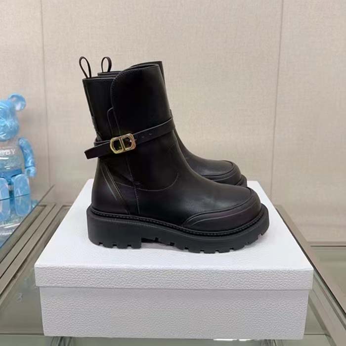 Dior Women CD Dior Empreinte Ankle Boot Black Calfskin Rubber