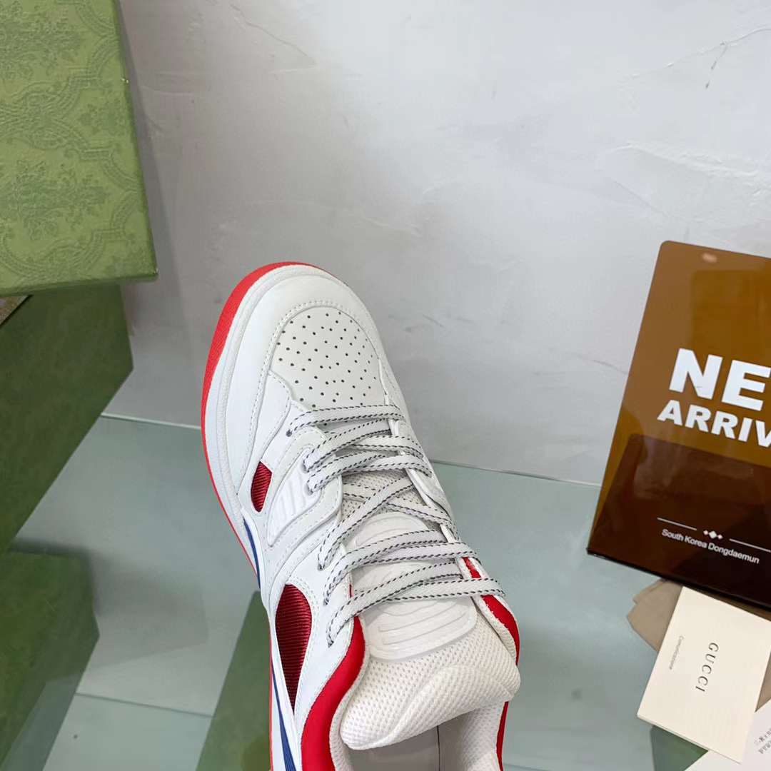 Gucci Unisex Gucci Basket Sneaker Red Mesh Rubber Sole Low 3.3 Cm Heel