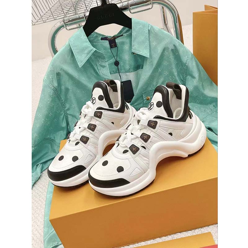 Louis Vuitton Women LV Archlight Sneaker White Black Satin Oversized Rubber