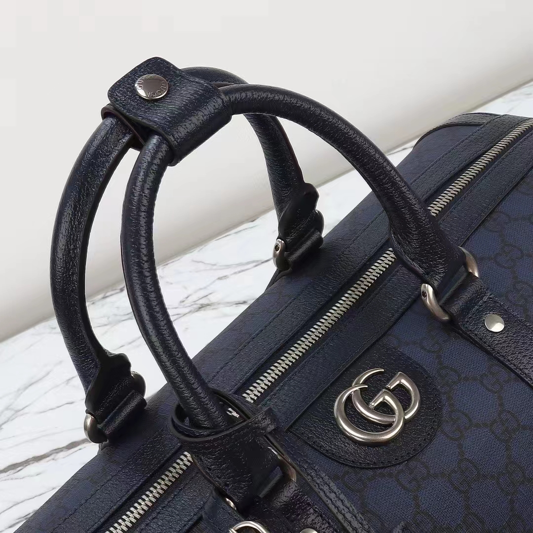 Gucci Unisex GG Savoy Small Duffle Bag Blue Black GG Supreme Canvas