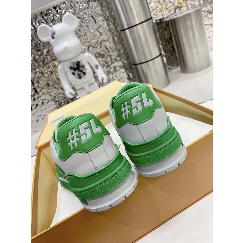 Louis Vuitton Unisex LV Trainer Sneaker Green Epi Calf Leather Rubber Outsole