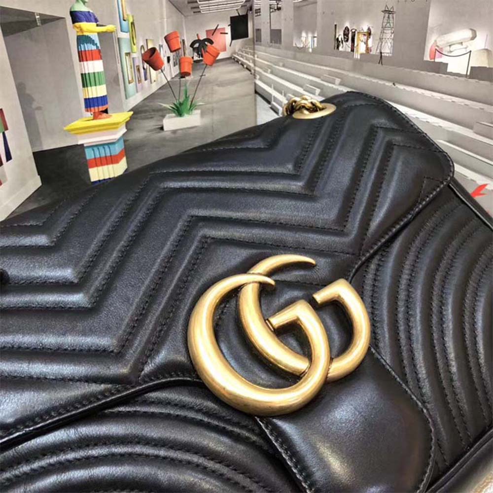 Gucci Women GG Marmont Large Shoulder Bag-Black